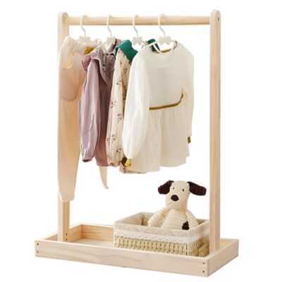 Portant à vêtements enfant Hggzeg en bois avec étagère, taille S