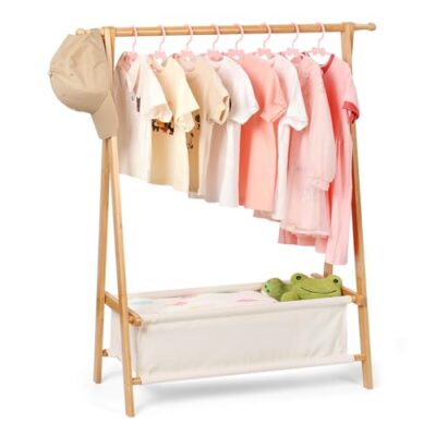 Porte-déguisements enfant Relquorax en bambou avec sac de rangement