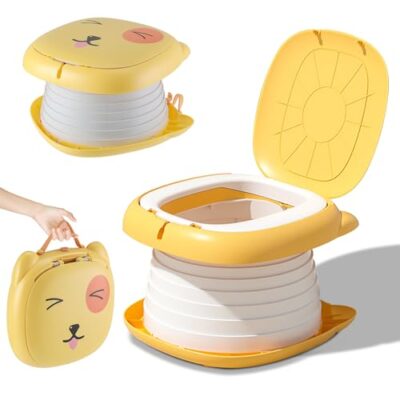 Pot de voyage pliable BORDEAG en ABS, orange, avec sac de rangement