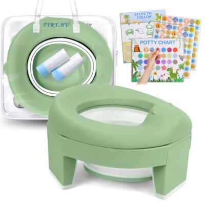 Pot de voyage pliable TYRY.HU 3 en 1, réducteur de toilette en EVA vert