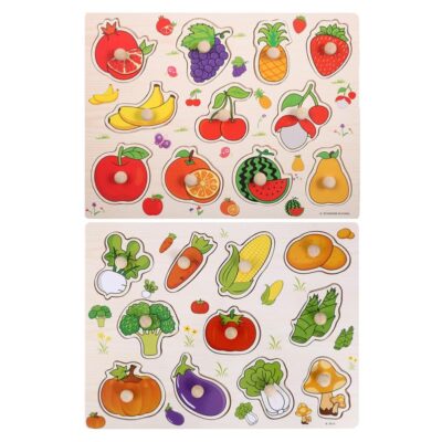 Puzzle en bois fruits et légumes Homoyoyo, lot de 2 planches