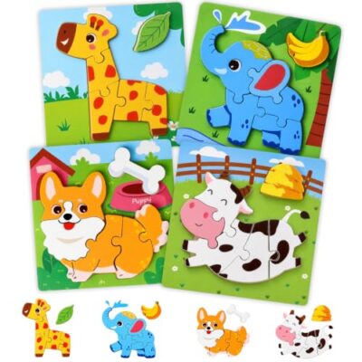 Puzzle en bois JoyPlus, animaux associés à leur nourriture
