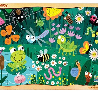 Puzzle en bois Webby de 40 pièces, insectes et plateau de rangement