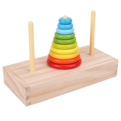 Puzzle logique en bois à 10 anneaux avec boîte, ANPEAC