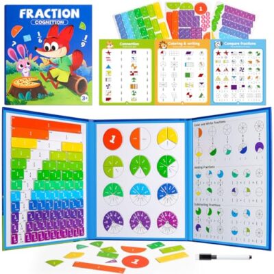 Puzzle magnétique des fractions JauniQ, 164 pièces et livret pliable