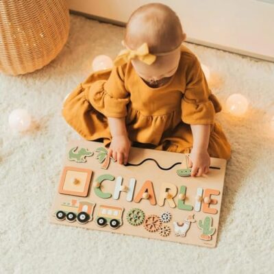 Puzzle prénom en bois personnalisé XEL, 6 styles au choix