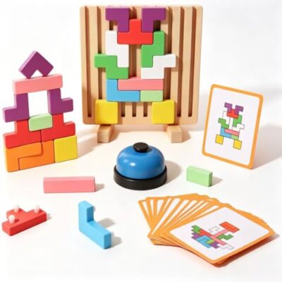 Puzzle Tetris en bois XWUX avec sonnette et mode duel à deux
