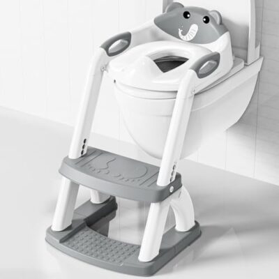 Réducteur de toilette enfant KYYOKE avec marches, pliable et réglable