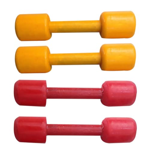 Set d’haltères en bois pour enfant SEWACC, rouge et jaune