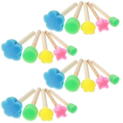Set de 20 pinceaux éponge Nogeqi à tête en mousse et manche en bois