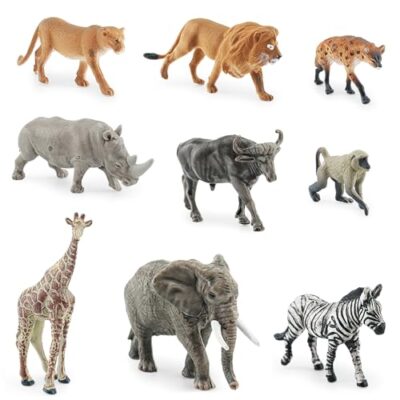 Set de 9 figurines d’animaux de safari XRVRILE, de 3 à 8 cm de long