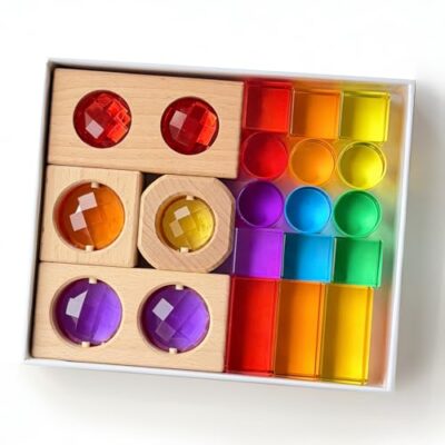 Set de blocs à empiler lumineux Mirthben, acrylique arc-en-ciel