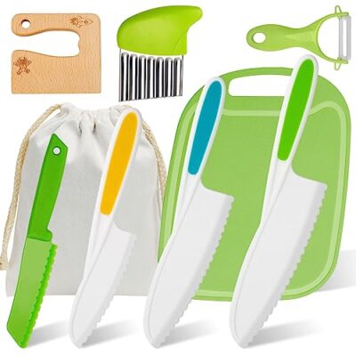 Set de couteaux de cuisine pour enfant UMILKI avec planche et éplucheur
