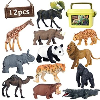 Set de figurines d’animaux sauvages Mini Tudou peintes à la main