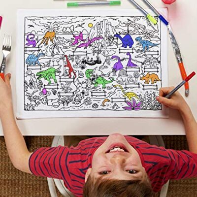 Set de table à colorier dinosaures eatsleepdoodle, coton lavable