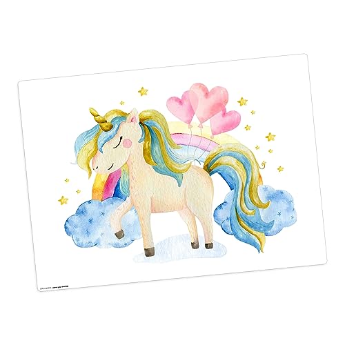Set de table licorne dans les nuages, vinyle lavable Tischsetmacher