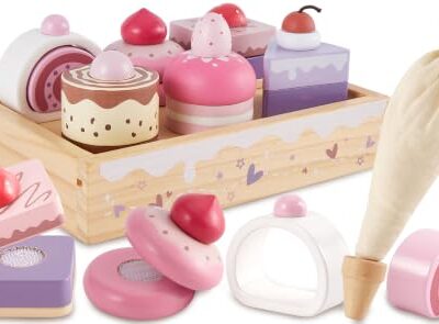 Set pâtisserie en bois HYAKIDS avec gâteaux et macarons à velcro