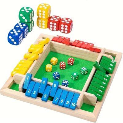 Shut the Box en bois IZDUDO pour 1 à 4 joueurs, plateau feutré
