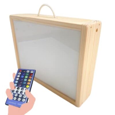 Table lumineuse Nenitus en pin massif, LED RGBW 40x50 cm