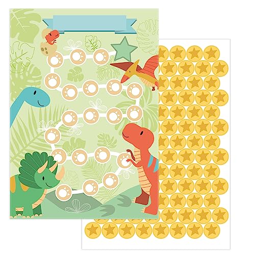 Tableau de récompenses JEKA dinosaures, lot de 10 avec autocollants