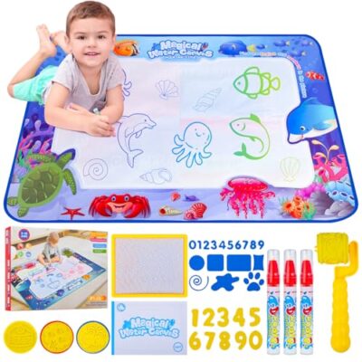 Tapis d’eau à dessiner CRESZZLE, 100 x 80 cm avec stylos à eau