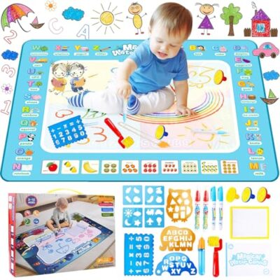 Tapis d’eau à dessiner TEGOVE, pliable, 100 x 80 cm avec stylos