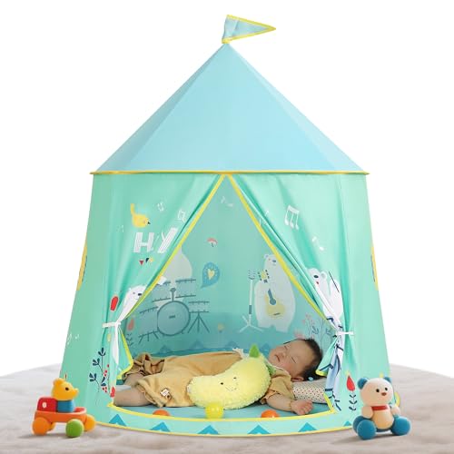 Tipi enfant GEIwenle vert, tente de jeu pliable avec sac de transport