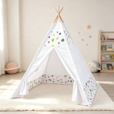 Tipi enfant pliable Benebomo en polyester doux, motif forêt