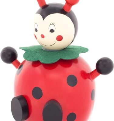 Tirelire coccinelle en bois Ulysse, rouge, avec bouchon en caoutchouc