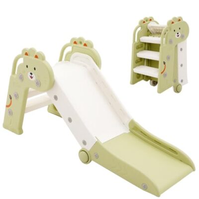 Toboggan pliable pour tout-petits HOMCENT, vert à motifs de chats