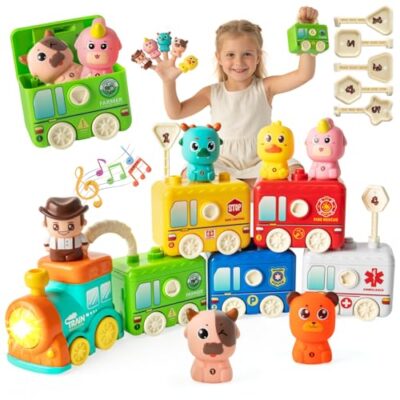 Train de la ferme lumineux et sonore KADAYAYA, wagons à clés